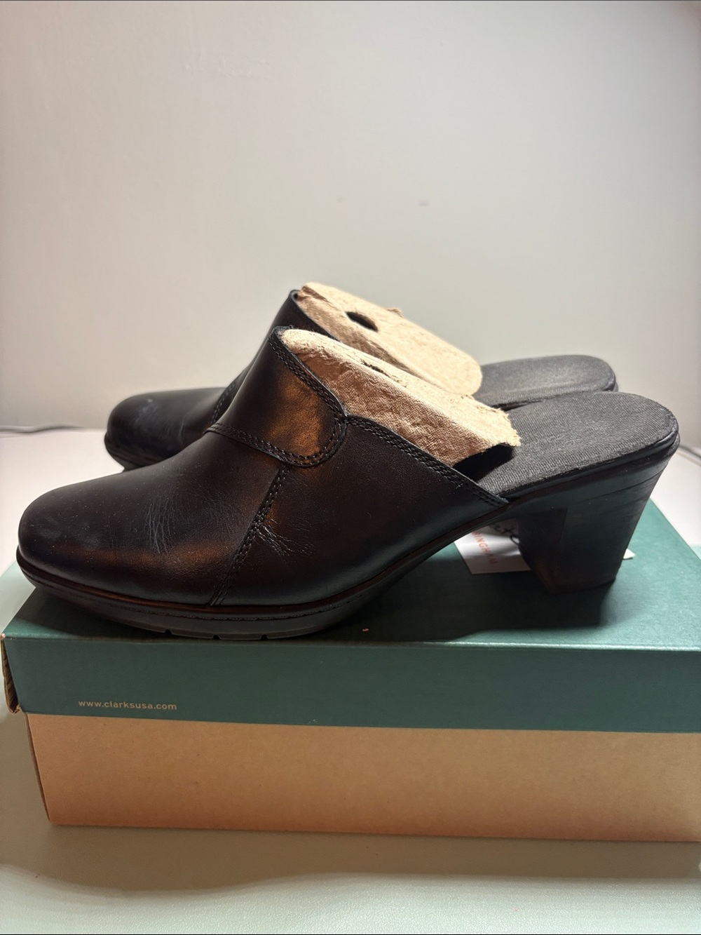 Clarks Black Mirabelle Oscar Slip-On Clogs with Low Heel